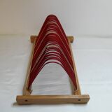 Vinyl storage unit with vintage wooden structure