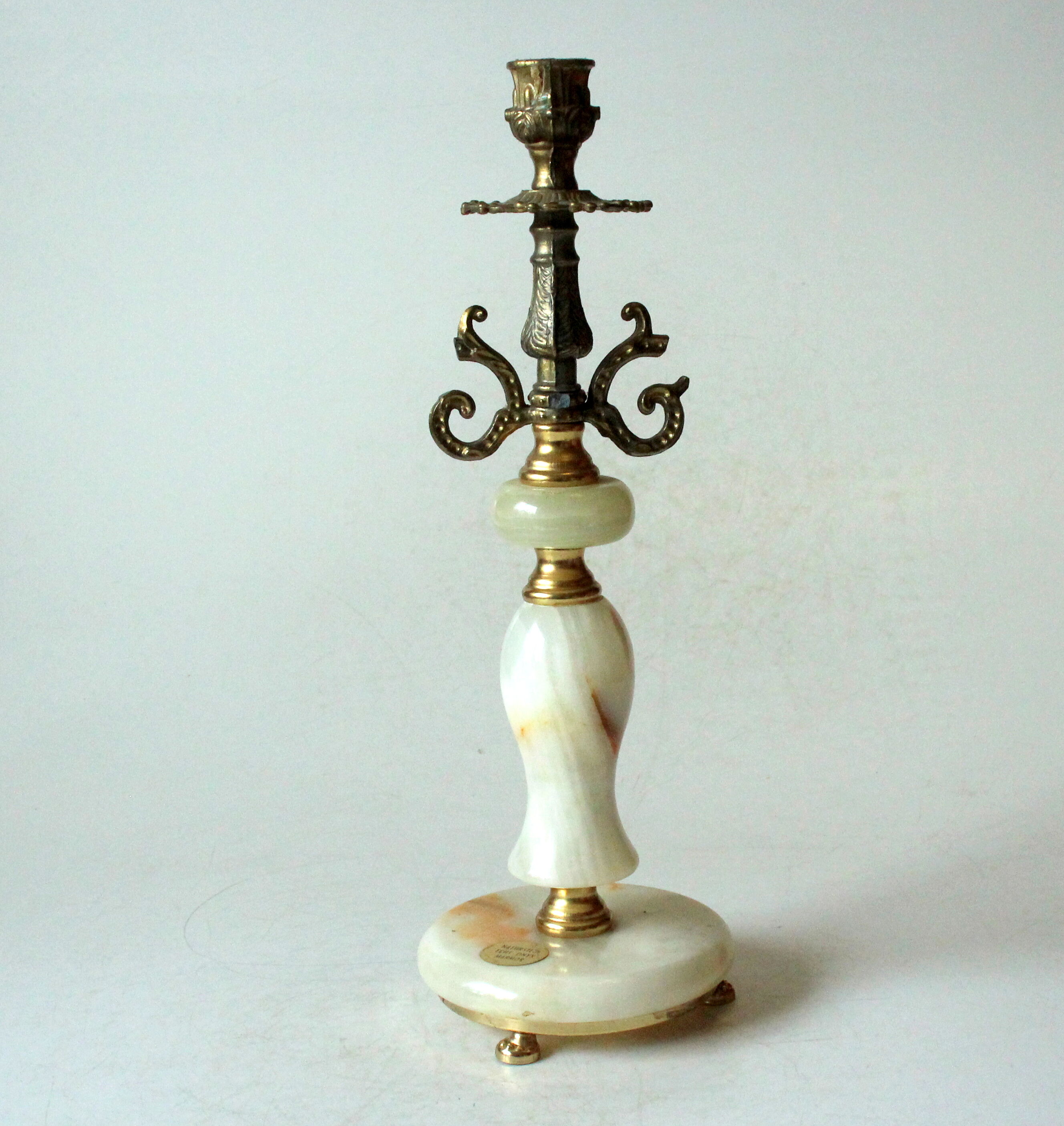 1960s onyx and brass candle holder, vintage