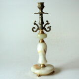 1960s onyx and brass candle holder, vintage