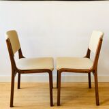 Set of 4 vintage chairs in teak and wool
