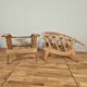 Pair of large armchairs with crossbars, circa 1950, Canovas fabric embroidered by Lesage