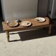 Ashtray, circular dish or plate in grey-orange petrified wood D25.5
