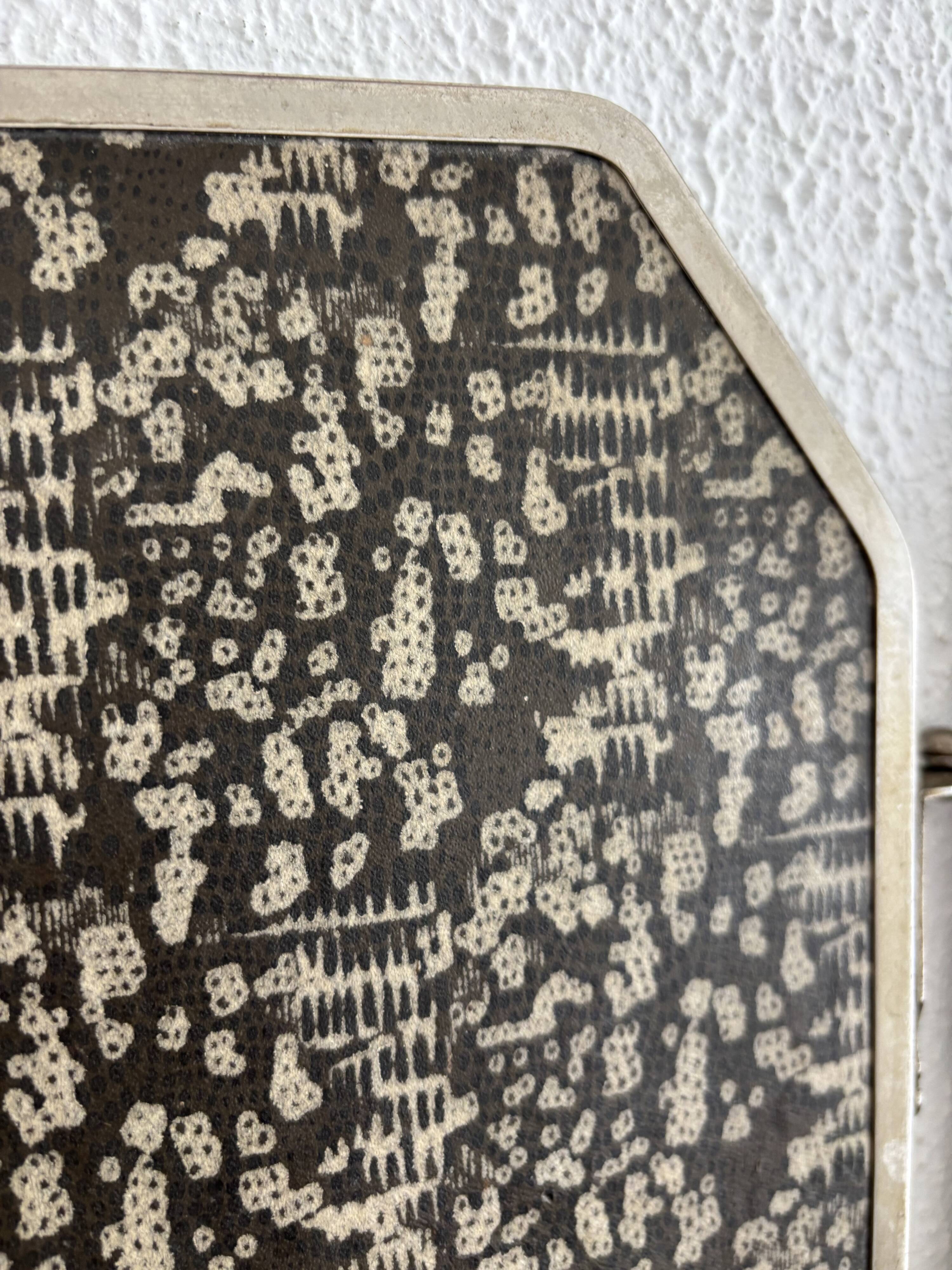 Miroir vintage 1920 triptyque barbier Art Déco cristal hexagone- 33 x 78 cm