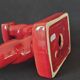 Ceramic chandelier, signed LONGCHAMP, twisted old red