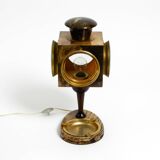 Mid Century italian table lamp with ashtray like a lantern by Aldo Tura