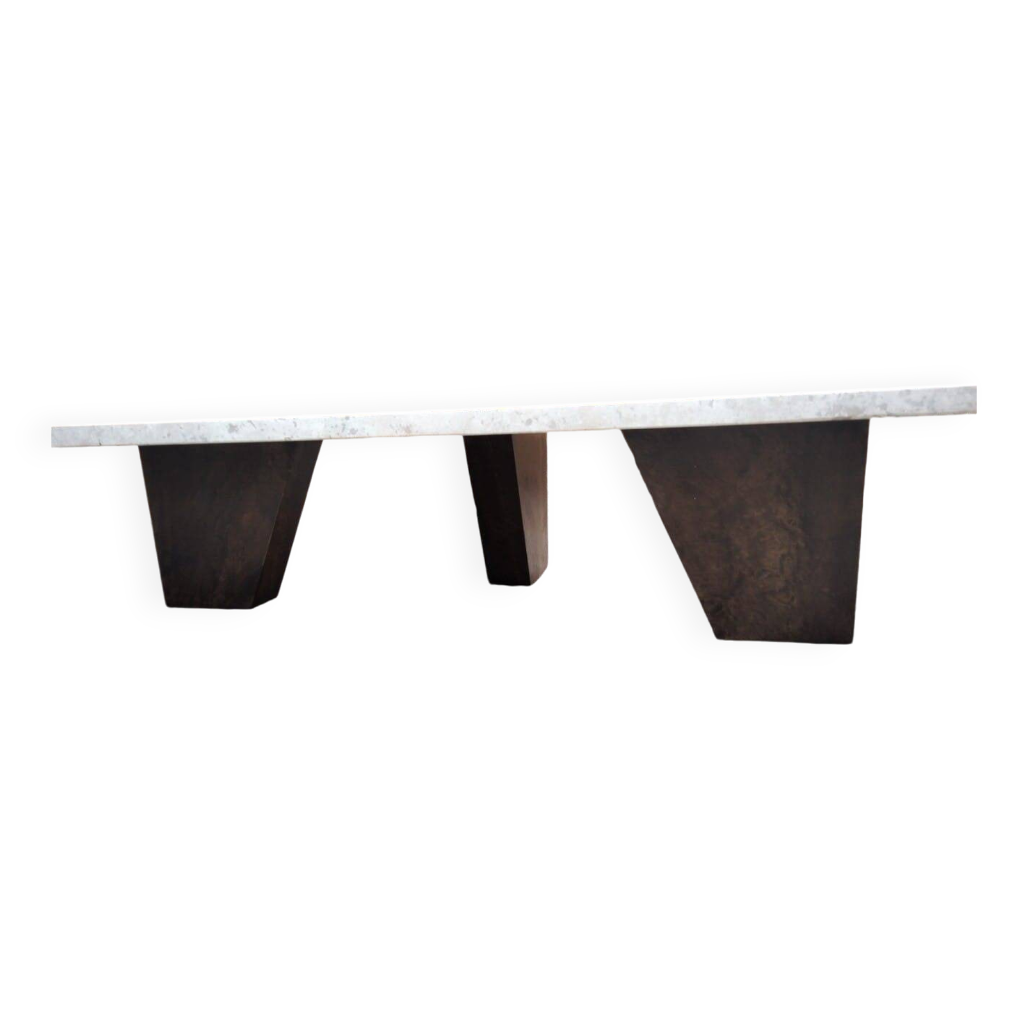 Harold travertine walnut coffee table