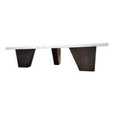 Harold travertine walnut coffee table