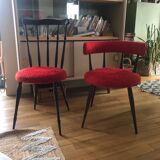 Vintage chairs upholstered in red fur