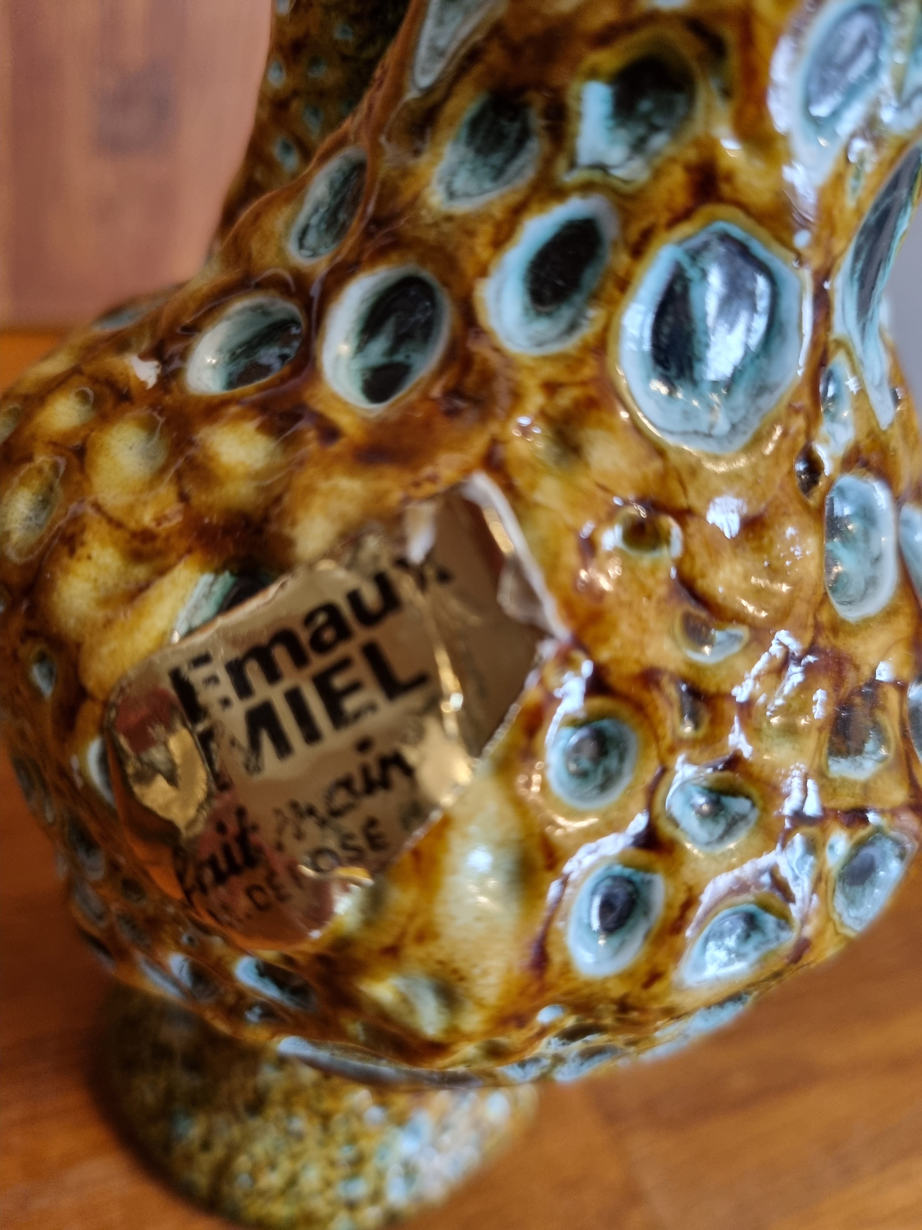 Ceramic ewer vase from La poterie du Cyclope in honey enamels