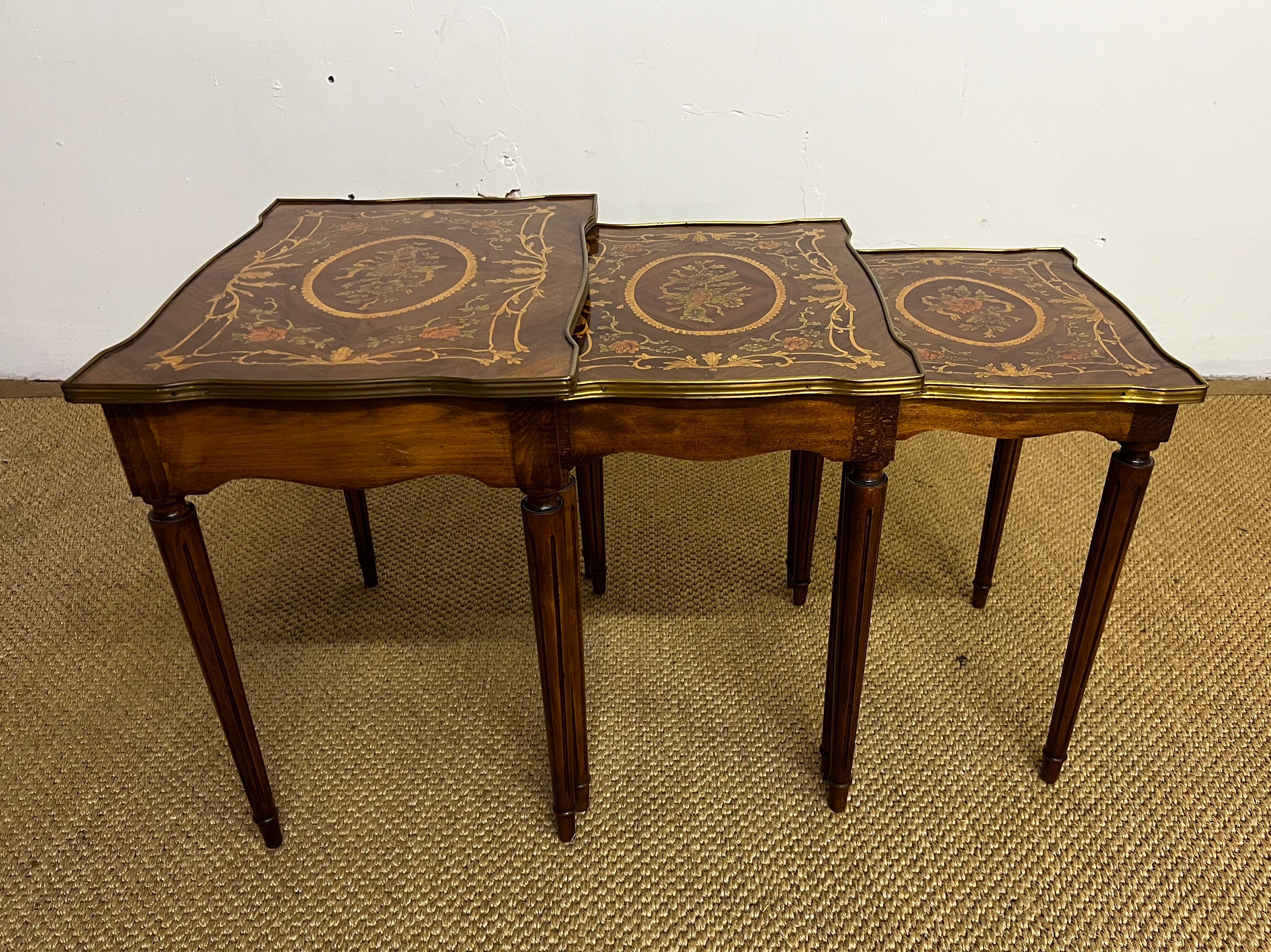 Nesting tables in Louis XVI style marquetry