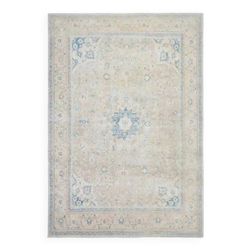 1970s Vintage Persian Handmade Wool Cotton Beige Area Rug 285x400
