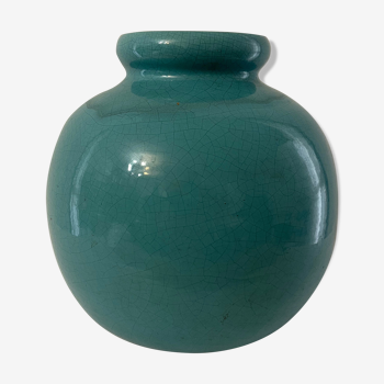 Vase ball sandstone enamelled turquoise first half of twentieth