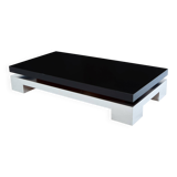 Large black lacquered and steel coffee table Nadine Charteret 1972