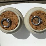 2 pots grayed sandstone large size cork lid