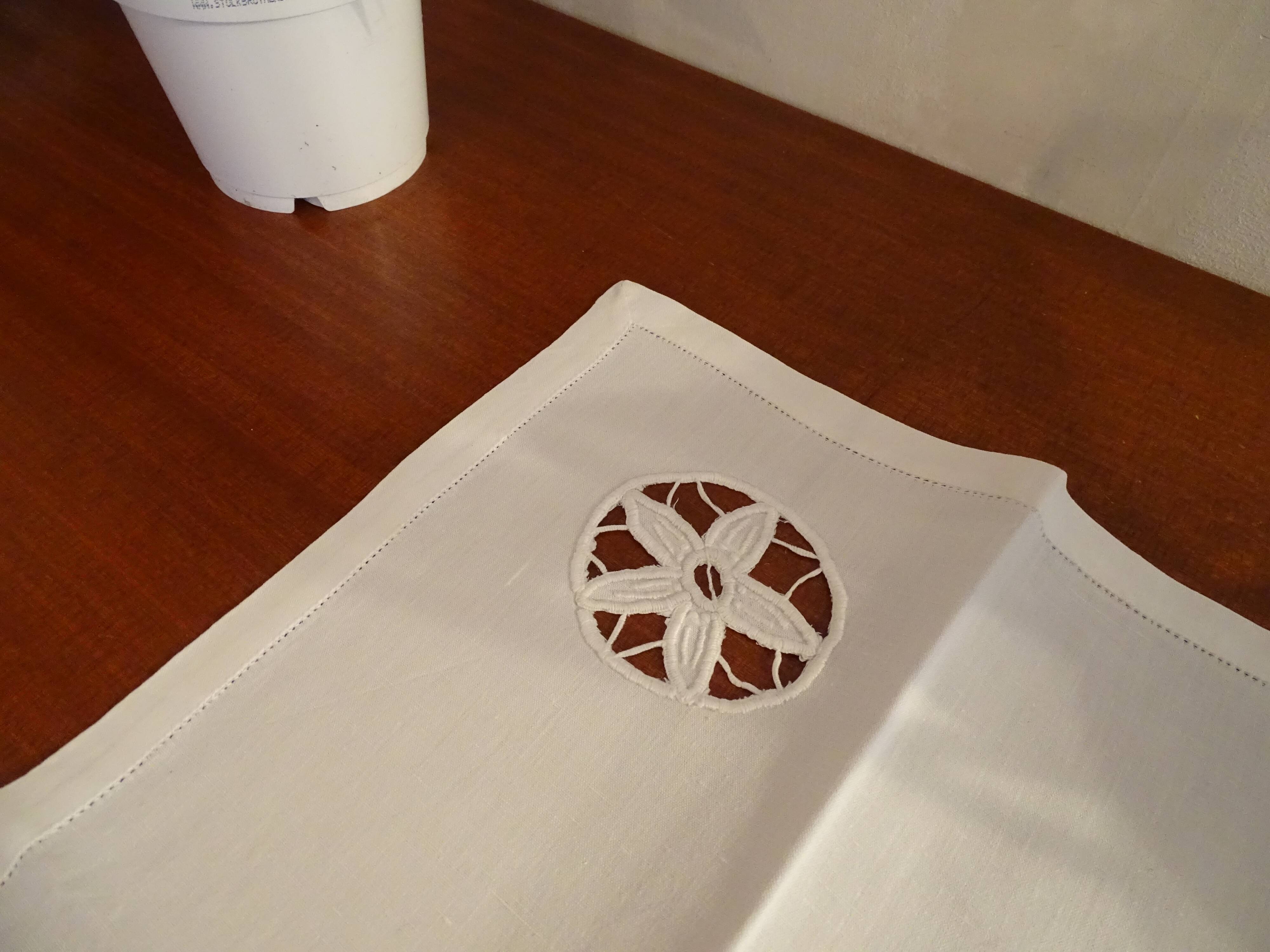 6 openwork napkins cotton mixed race 47 x 47 flower decoration