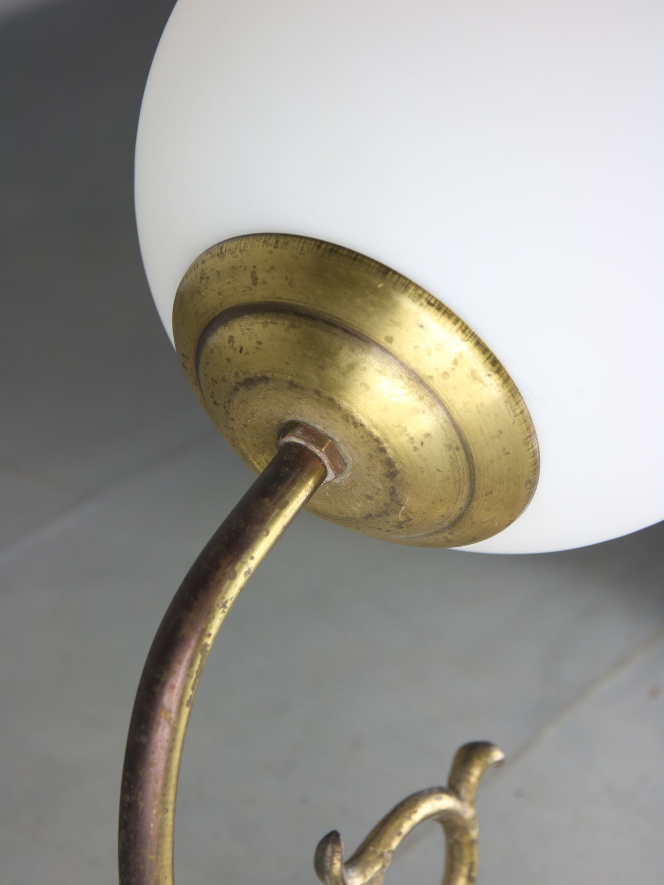 Mid-century brass & opaline sconce