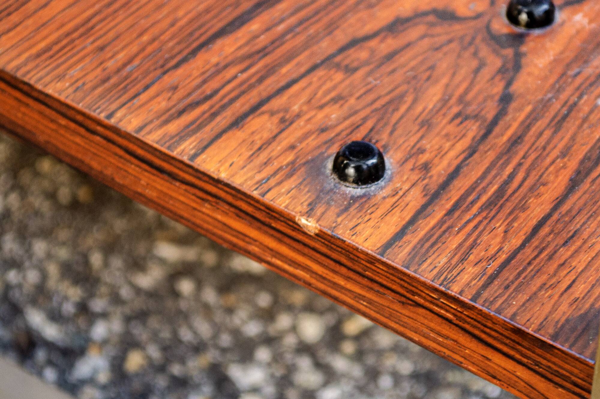 Porta riviste metallo cromato e legno Italia Anni '60