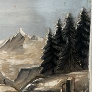 Sculpted and painted Alpine table mid-century L 56 cm/H 43 cm