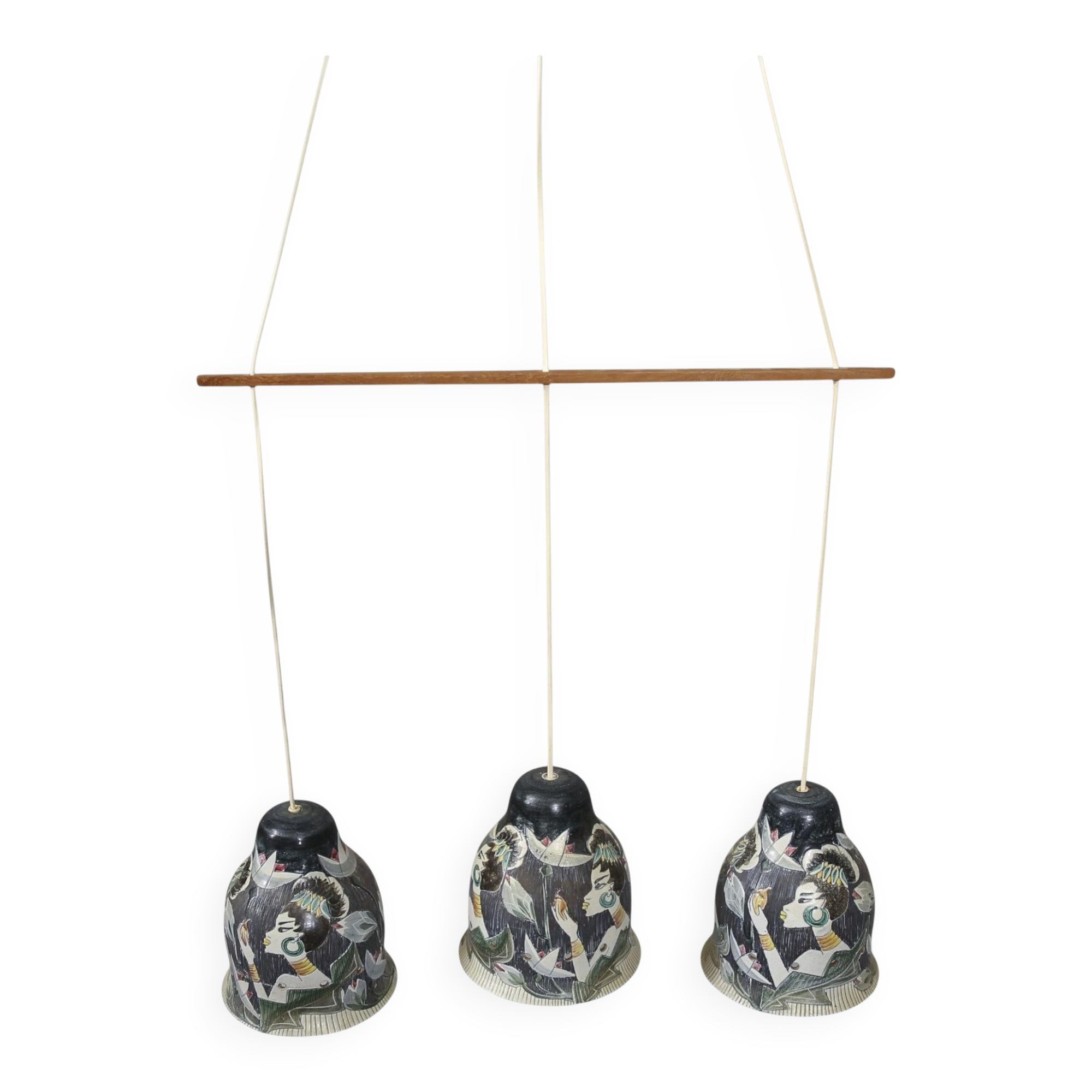 Hand-painted ceramic ceiling light Tilgmans, Tilgmans Ceramic Sweden 1960.