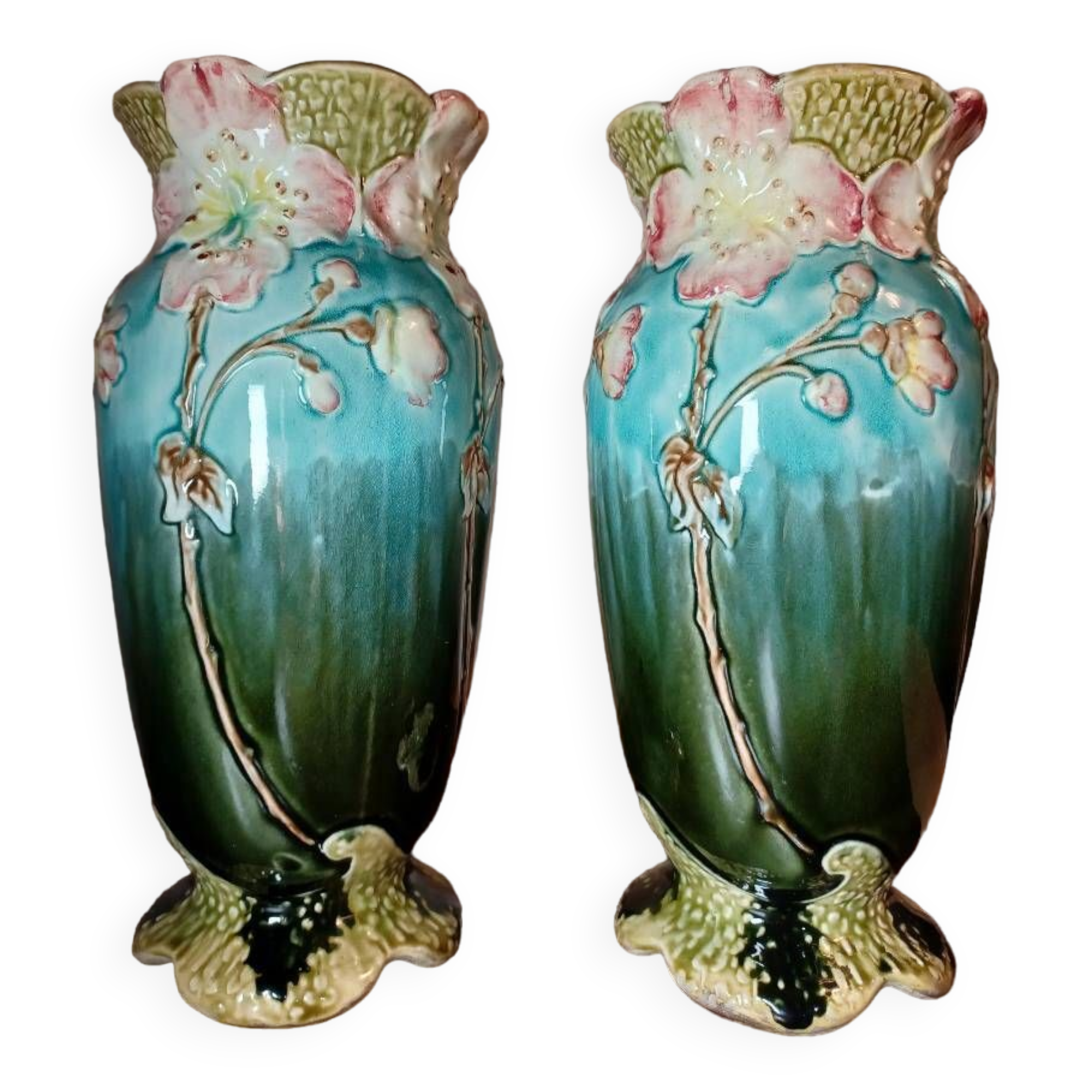 Pair of De Bruyn slip vases - Art Nouveau