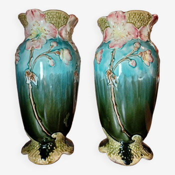 Paire de vase en barbotine De Bruyn - Art Nouveau