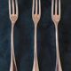 Silver-plated metal dessert forks, Cailar Bayard hallmark, set of three