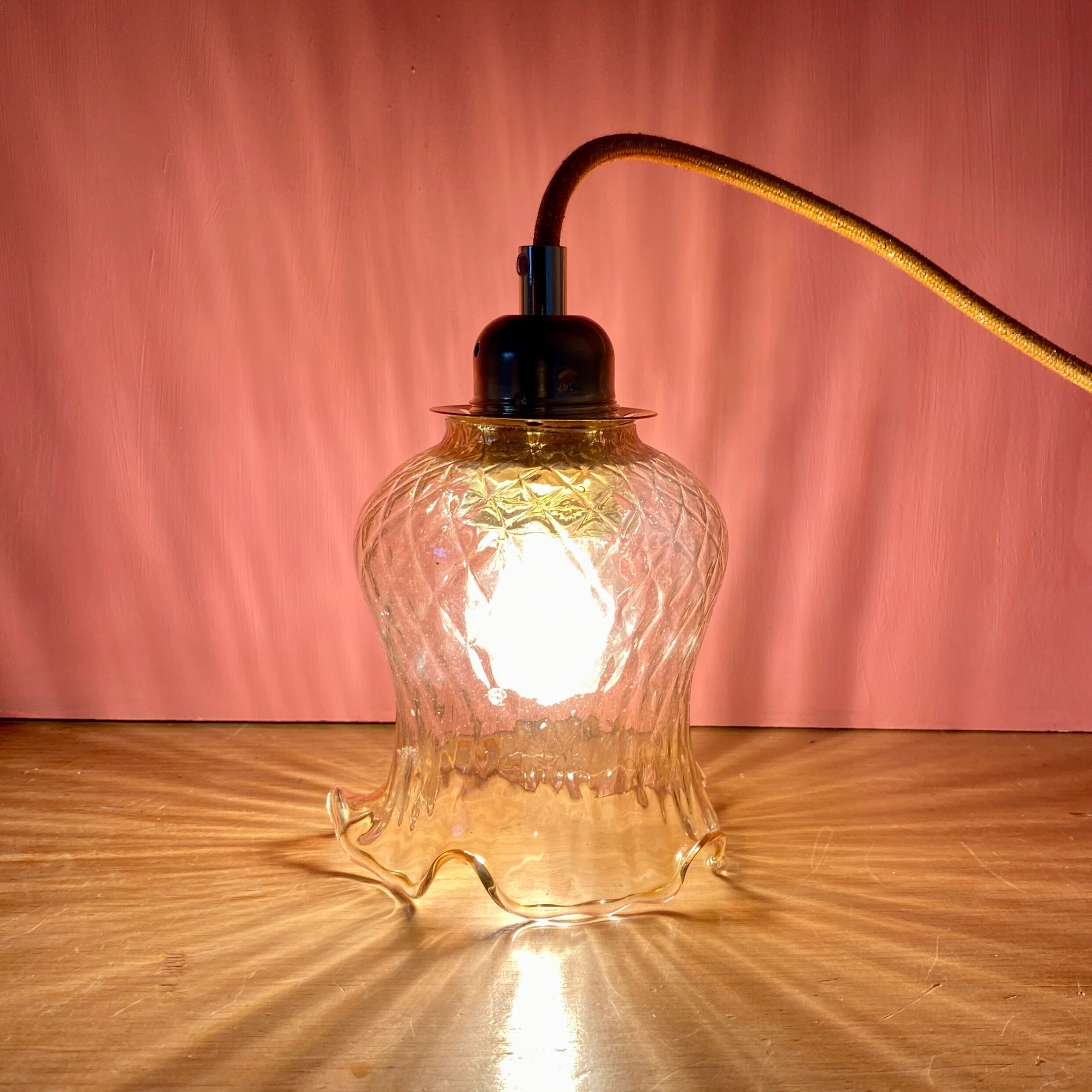 Vintage amber glass tulip walker