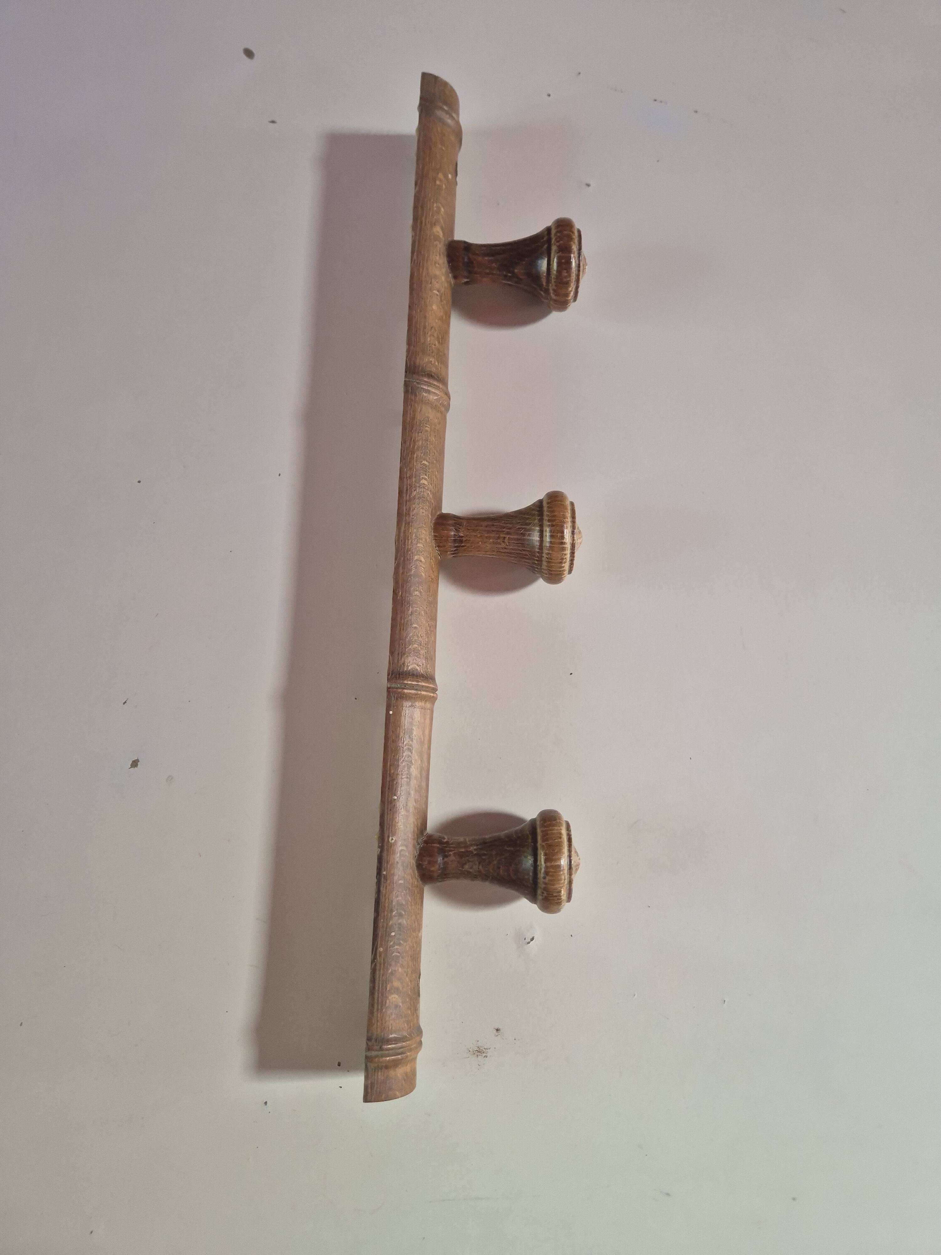 coat rack made of 3 vintage wooden hooks