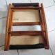 Vintage rocking footrests in wood and faux leather