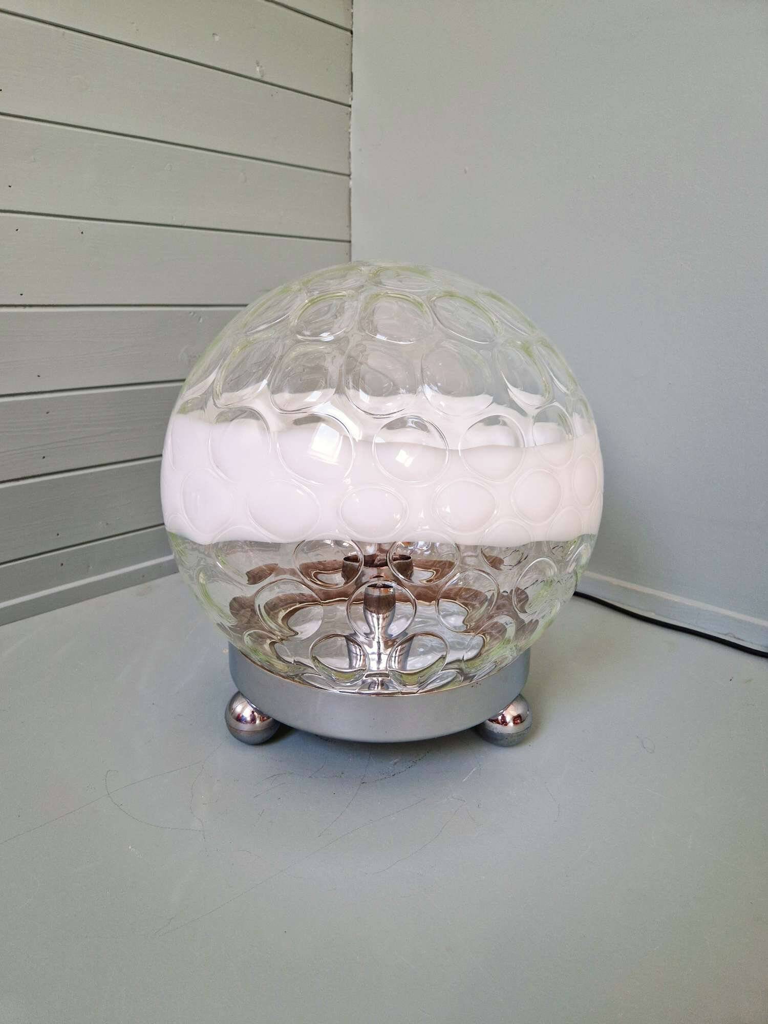 Grande lampe à poser en verre soufflé alvéolé, 1970