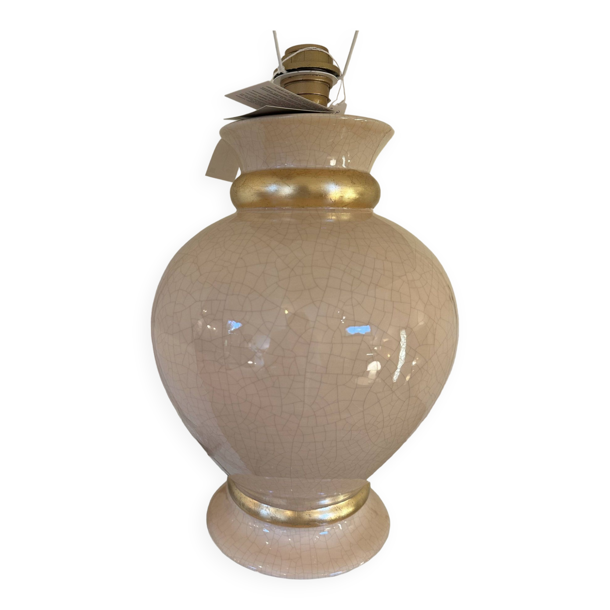 Beige cracked ceramic lamp base Le Dauphin Leffard model