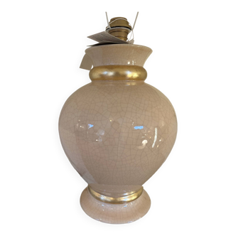 Pied de lampe en céramique craquelée beige Le Dauphin Modèle Leffard