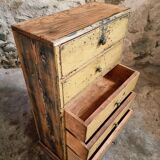 Antique French pine drawer cabinet – Narrow storage unit – Workshop/apothecary style – circa 1900