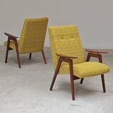 Paire de fauteuils Jaune par Jaroslav Smidek pour Ton (Thonet) Expo 58