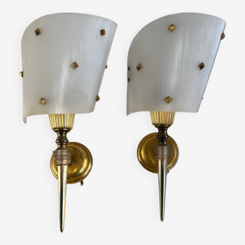 Pair of vintage 70s wall lights