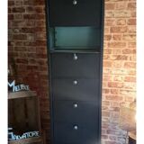 Metal flap cabinet – Matt black – Industrial style