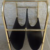 Vintage gilded metal magazine door with glass top and two compartments