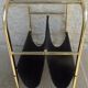 Vintage gilded metal magazine door with glass top and two compartments