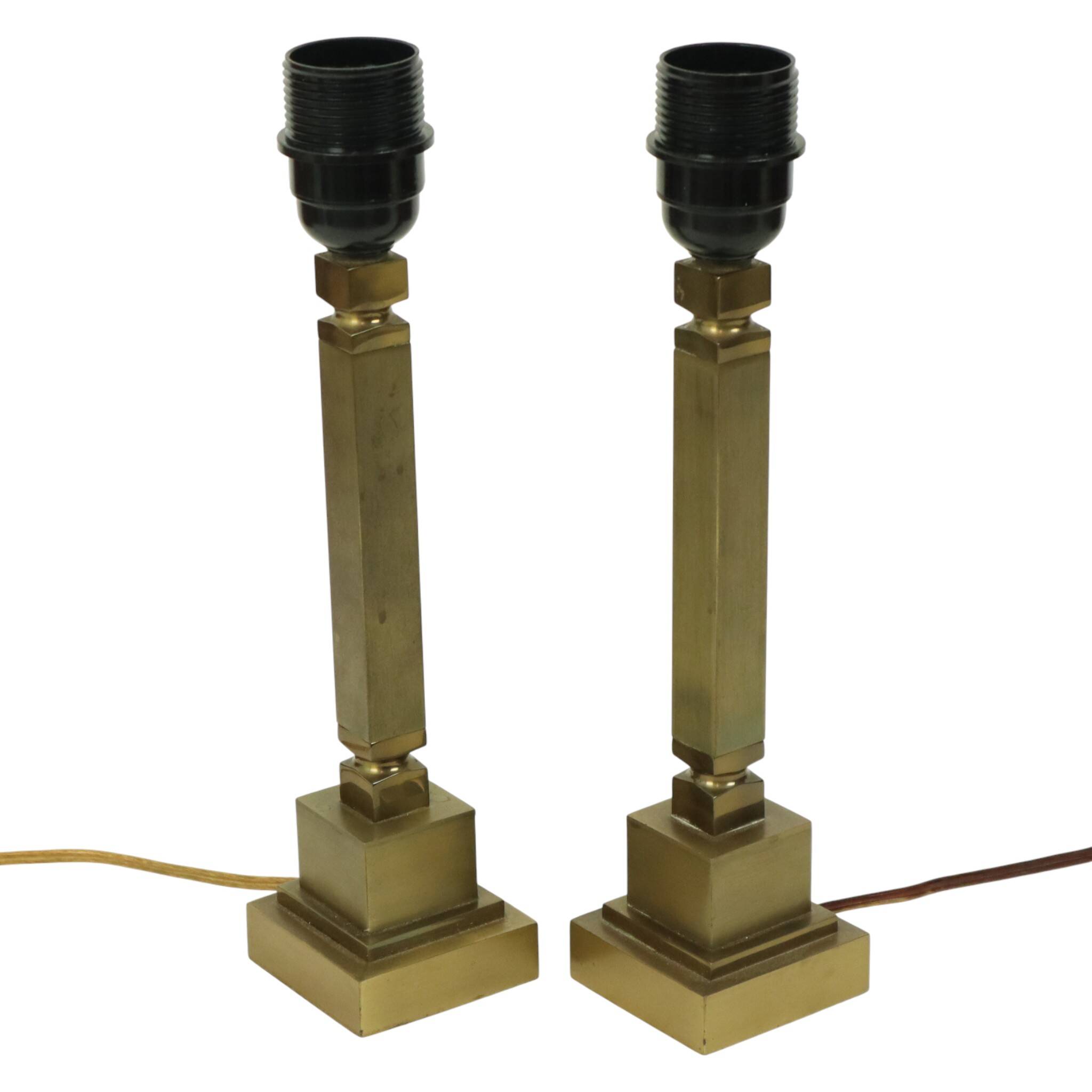 Paire de lampes de table en laiton de style Boulanger des années 50, 45 cm