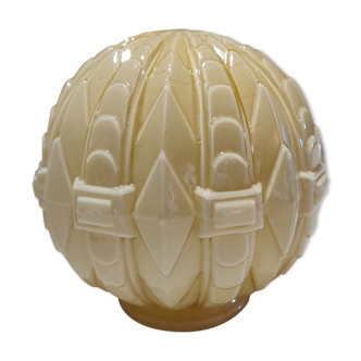 Ceiling light or lamp to be installed, art Deco globe in ivory opaline