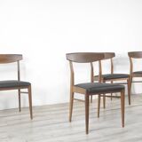 Ensemble de 4 chaises vintage en teck et similicuir. Vintage Moderne / Rétro / Danois