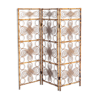 Vintage cane and rattan screen - France, 1960