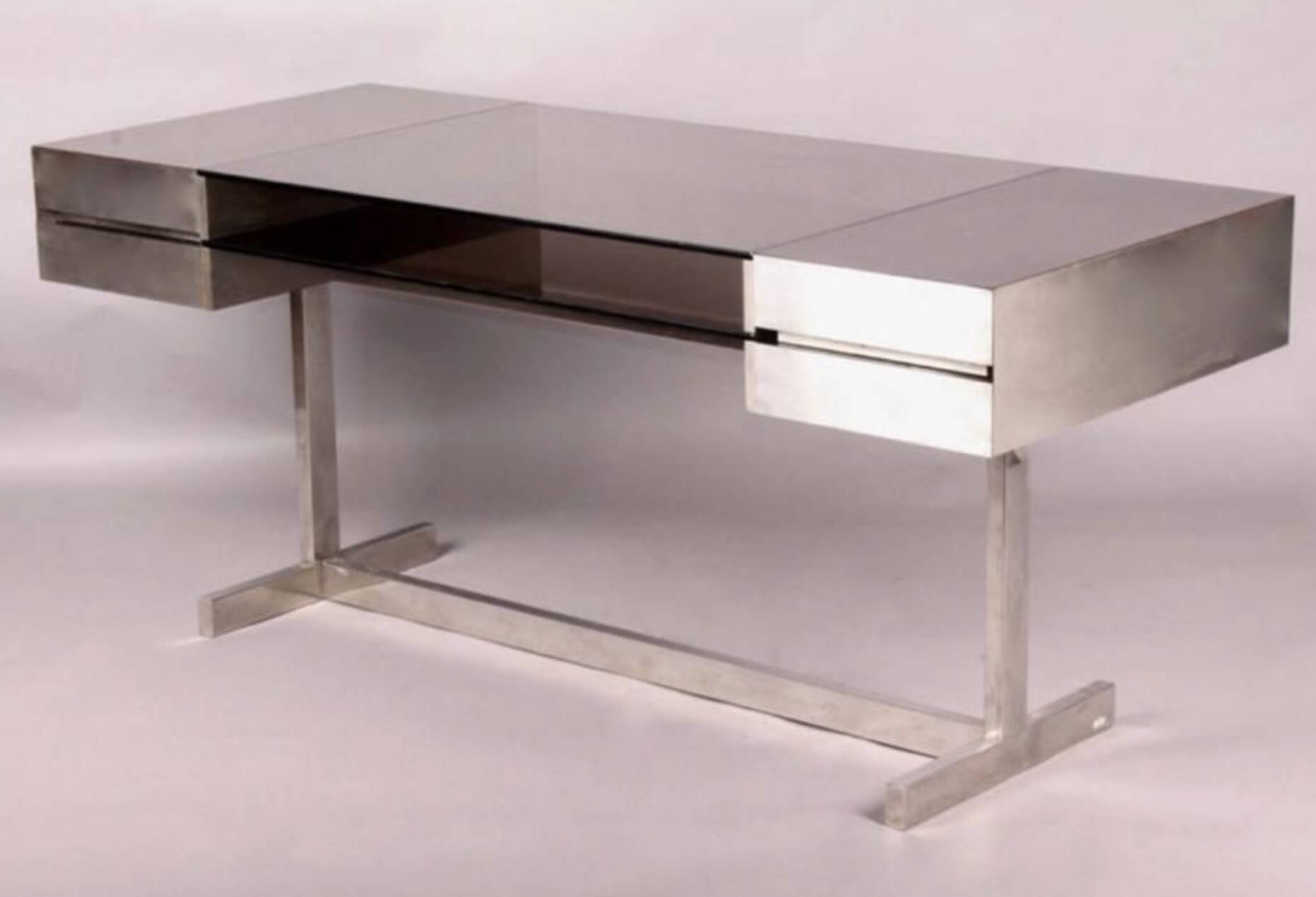 Willy rizzo , vers 1970 rare bureau à double tiroirs