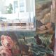 Very large mirror painted in Victorian style.
