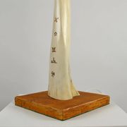 Scandinavian Studio Table Lamp in Carved Bone with Symbolic Decoration, c. 1950s–1970s