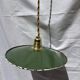 Suspension vintage indus tôle émaillée verte et blanche mini