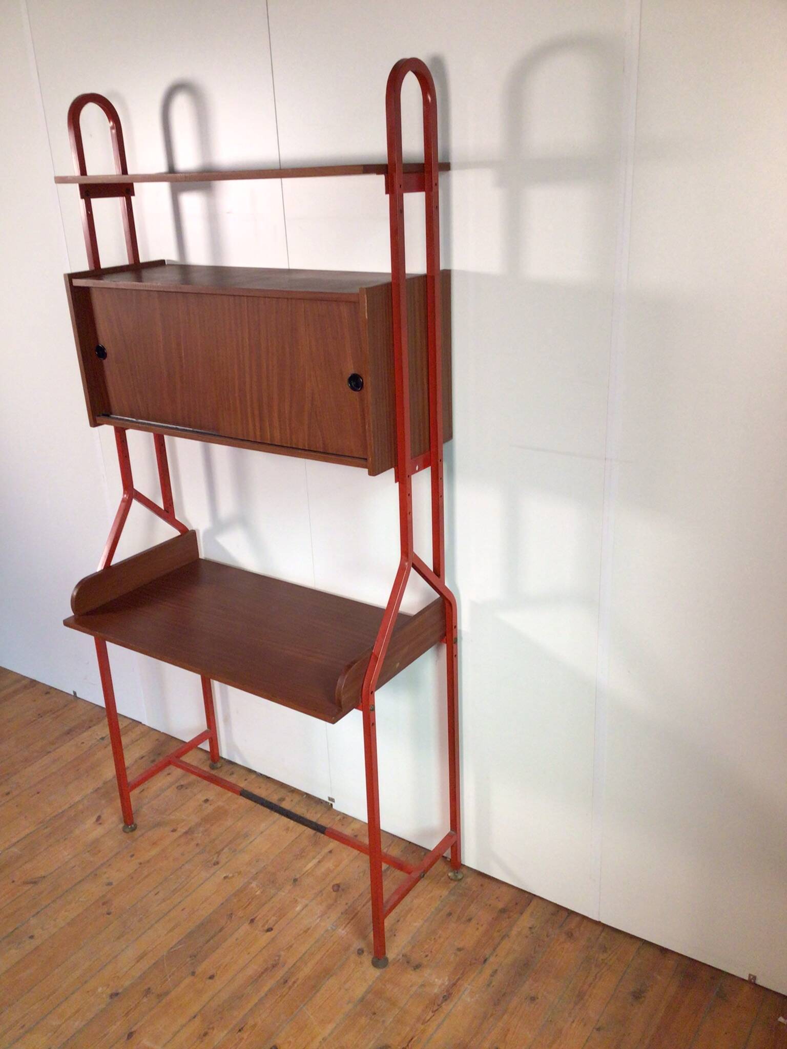 Vintage freestanding wall unit with desk