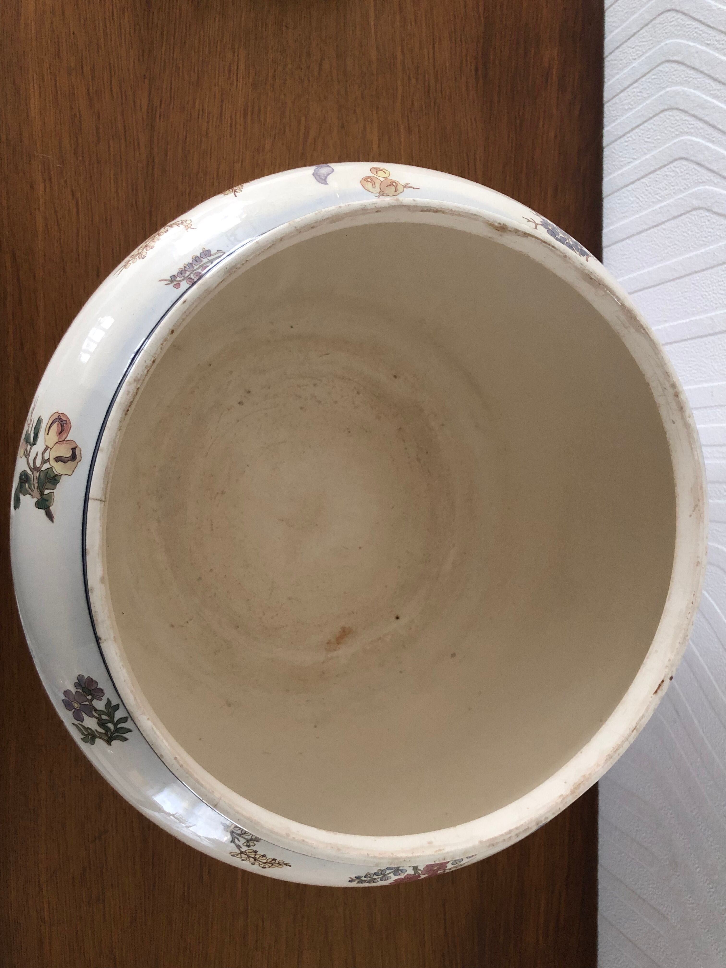 Faience pot lavallière sarreguemines floral motifs