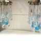 Flush mount in metal framed chrome with large clear and blue drops