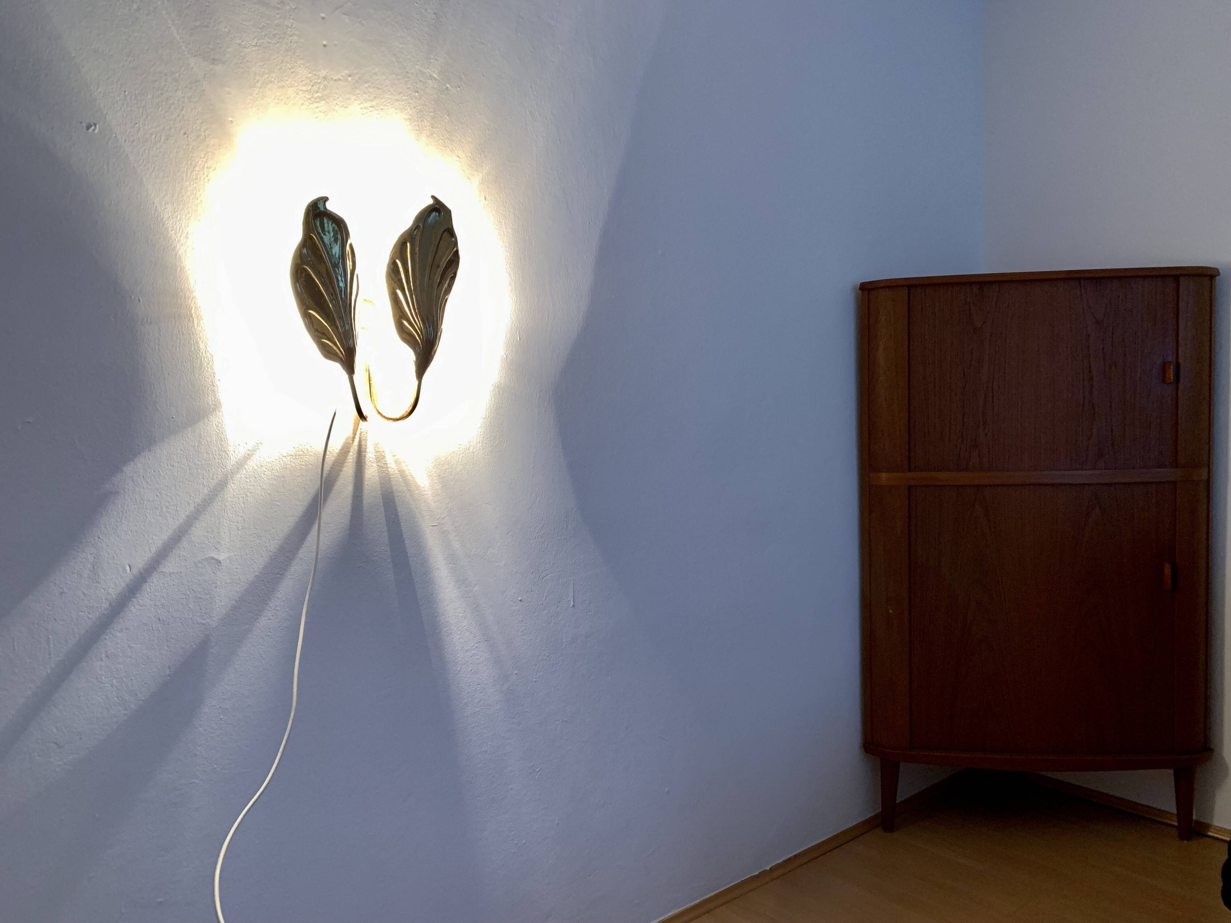 Italian Hollywood Regency Brass Sconce by Tommaso Barbi